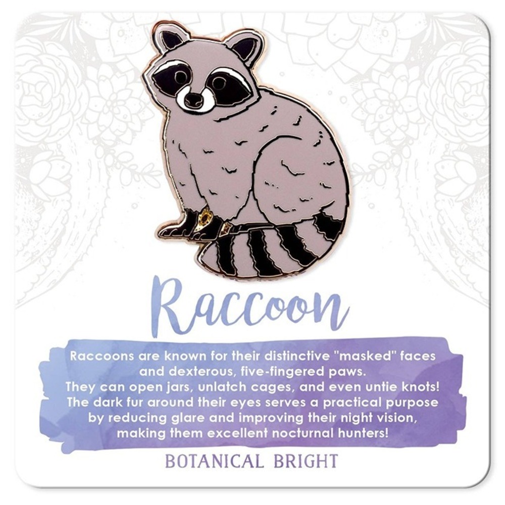 Raccoon Animal Enamel Pin - Gold‎ Plated Nature Jewelry - Wildlife Brooch